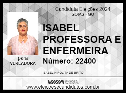 Candidato ISABEL PROFESSORA E ENFERMEIRA 2024 - GOIÁS - Eleições