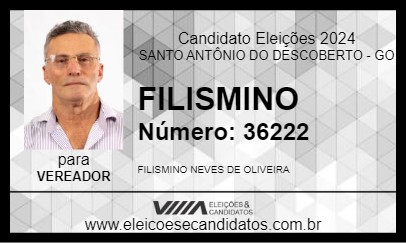 Candidato FILISMINO 2024 - SANTO ANTÔNIO DO DESCOBERTO - Eleições