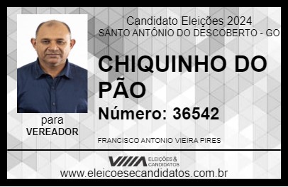 Candidato CHIQUINHO DO PÃO 2024 - SANTO ANTÔNIO DO DESCOBERTO - Eleições