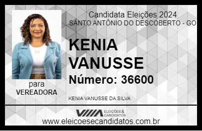 Candidato KENIA VANUSSE 2024 - SANTO ANTÔNIO DO DESCOBERTO - Eleições