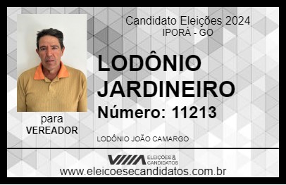 Candidato LODÔNIO JARDINEIRO 2024 - IPORÁ - Eleições