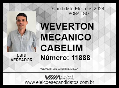 Candidato WEVERTON MECANICO CABELIM 2024 - IPORÁ - Eleições