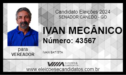 Candidato IVAN MECÂNICO 2024 - SENADOR CANEDO - Eleições