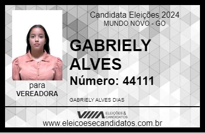 Candidato GABRIELY ALVES 2024 - MUNDO NOVO - Eleições