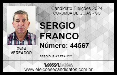 Candidato SERGIO FRANCO 2024 - CORUMBÁ DE GOIÁS - Eleições