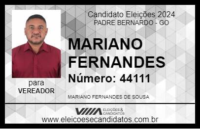 Candidato MARIANO FERNANDES 2024 - PADRE BERNARDO - Eleições