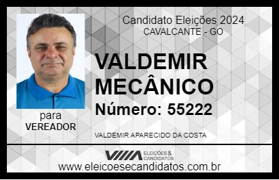 Candidato VALDEMIR MECÂNICO 2024 - CAVALCANTE - Eleições