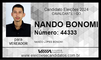 Candidato NANDO BONOMI 2024 - CAVALCANTE - Eleições