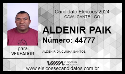 Candidato ALDENIR PAIK 2024 - CAVALCANTE - Eleições