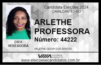 Candidato ARLETHE PROFESSORA 2024 - CAVALCANTE - Eleições