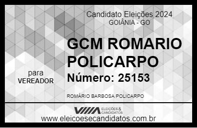 Candidato GCM ROMARIO POLICARPO 2024 - GOIÂNIA - Eleições