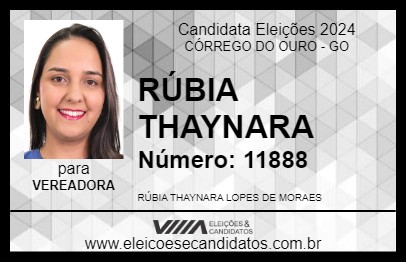 Candidato RÚBIA THAYNARA 2024 - CÓRREGO DO OURO - Eleições