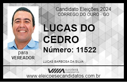 Candidato LUCAS DO CEDRO 2024 - CÓRREGO DO OURO - Eleições