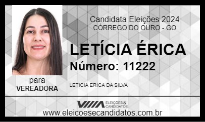 Candidato LETÍCIA ÉRICA 2024 - CÓRREGO DO OURO - Eleições