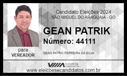 Candidato GEAN PATRIK 2024 - SÃO MIGUEL DO ARAGUAIA - Eleições