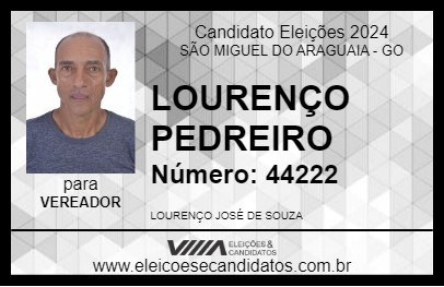 Candidato LOURENÇO PEDREIRO 2024 - SÃO MIGUEL DO ARAGUAIA - Eleições