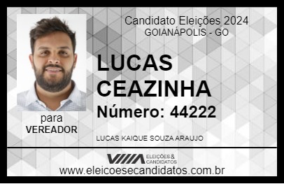 Candidato LUCAS CEAZINHA 2024 - GOIANÁPOLIS - Eleições