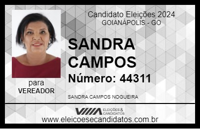 Candidato SANDRA CAMPOS 2024 - GOIANÁPOLIS - Eleições