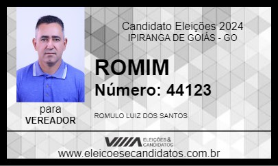 Candidato ROMIM 2024 - IPIRANGA DE GOIÁS - Eleições