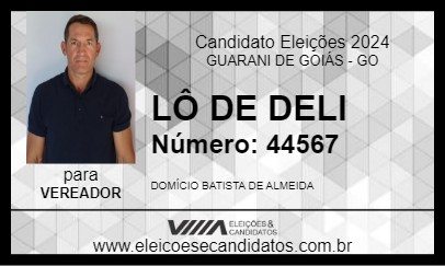 Candidato LÔ DE DELI 2024 - GUARANI DE GOIÁS - Eleições