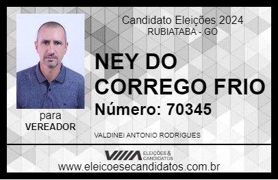 Candidato NEY DO CORREGO FRIO 2024 - RUBIATABA - Eleições