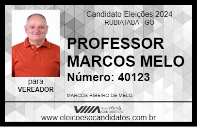 Candidato PROFESSOR MARCOS MELO 2024 - RUBIATABA - Eleições