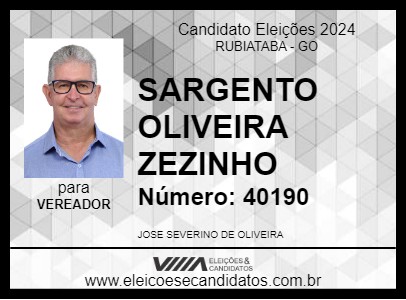 Candidato SARGENTO OLIVEIRA ZEZINHO 2024 - RUBIATABA - Eleições