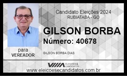 Candidato GILSON BORBA 2024 - RUBIATABA - Eleições