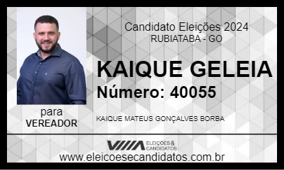 Candidato KAIQUE GELEIA 2024 - RUBIATABA - Eleições