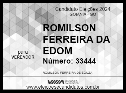 Candidato ROMILSON FERREIRA DA EDOM  2024 - GOIÂNIA - Eleições