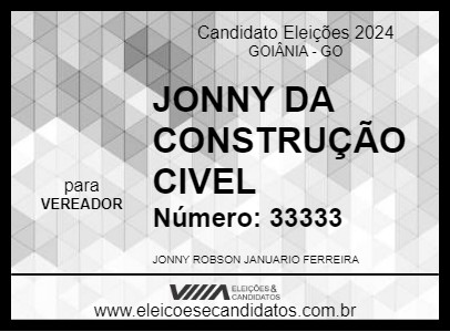 Candidato JONNY DA CONSTRUÇÃO CIVEL 2024 - GOIÂNIA - Eleições