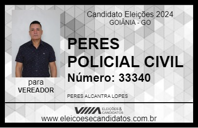 Candidato PERES POLICIAL CIVIL 2024 - GOIÂNIA - Eleições