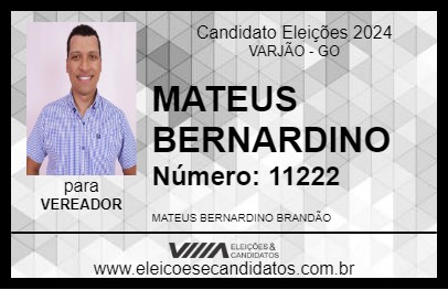 Candidato MATEUS BERNARDINO 2024 - VARJÃO - Eleições