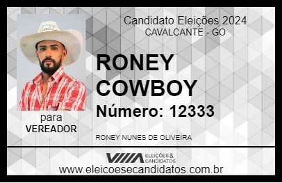 Candidato RONEY COWBOY 2024 - CAVALCANTE - Eleições