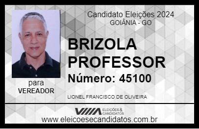 Candidato BRIZOLA PROFESSOR 2024 - GOIÂNIA - Eleições