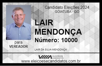 Candidato LAIR MENDONÇA 2024 - GOIATUBA - Eleições