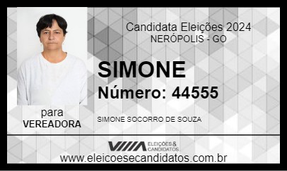 Candidato SIMONE 2024 - NERÓPOLIS - Eleições