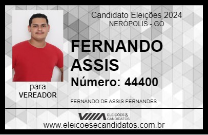 Candidato FERNANDO ASSIS 2024 - NERÓPOLIS - Eleições