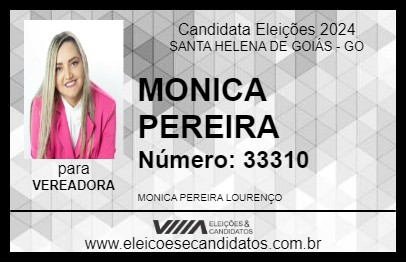 Candidato MONICA PEREIRA 2024 - SANTA HELENA DE GOIÁS - Eleições