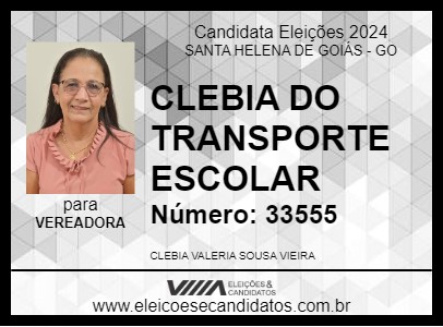 Candidato CLEBIA DO TRANSPORTE ESCOLAR 2024 - SANTA HELENA DE GOIÁS - Eleições