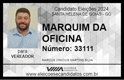 Candidato MARQUIM DA OFICINA 2024 - SANTA HELENA DE GOIÁS - Eleições