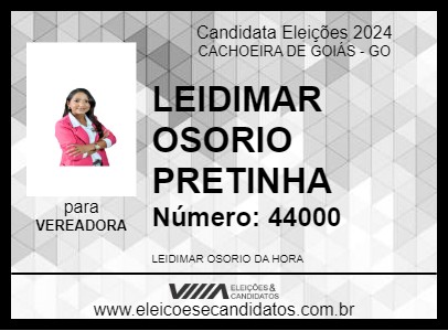 Candidato LEIDIMAR OSORIO PRETINHA 2024 - CACHOEIRA DE GOIÁS - Eleições