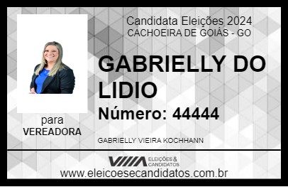 Candidato GABRIELLY DO LIDIO 2024 - CACHOEIRA DE GOIÁS - Eleições