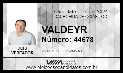 Candidato VALDEYR 2024 - CACHOEIRA DE GOIÁS - Eleições