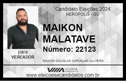 Candidato MAIKON MALATAVE 2024 - NERÓPOLIS - Eleições