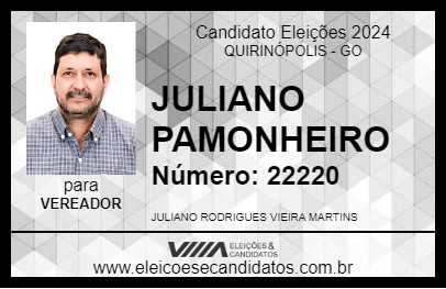 Candidato JULIANO PAMONHEIRO 2024 - QUIRINÓPOLIS - Eleições