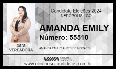 Candidato AMANDA EMILY 2024 - NERÓPOLIS - Eleições