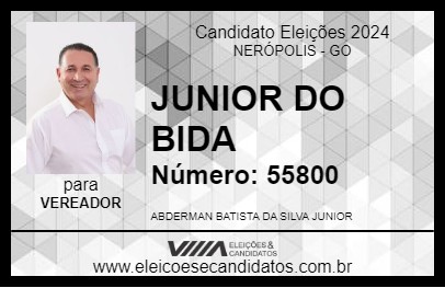 Candidato JUNIOR DO BIDA 2024 - NERÓPOLIS - Eleições