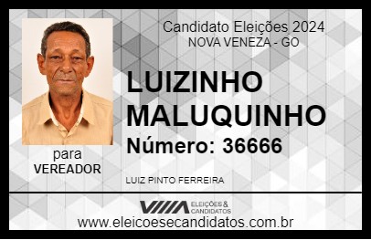 Candidato LUIZINHO MALUQUINHO 2024 - NOVA VENEZA - Eleições