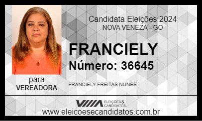 Candidato FRANCIELY 2024 - NOVA VENEZA - Eleições